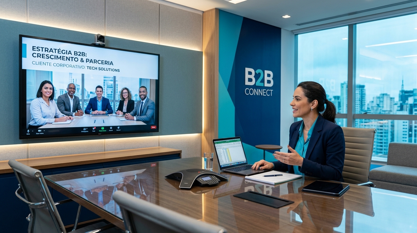 Reunião comercial B2B entre executivos
